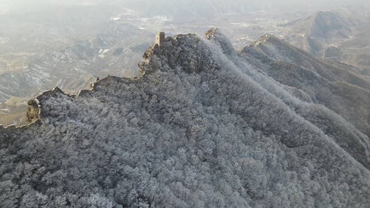 冬季雪景长城大气震撼场景视频