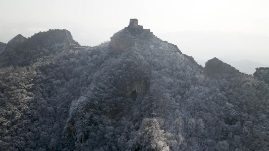 冬季雪景长城大气震撼场景视频