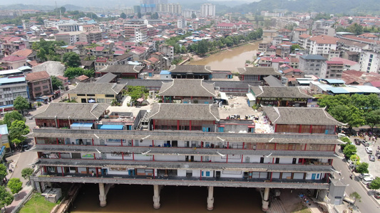 少数民族风雨桥廊桥特色建筑航拍视频视频