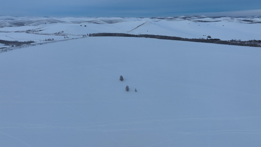 大兴安岭自然风光丘陵山地雪景暮色视频