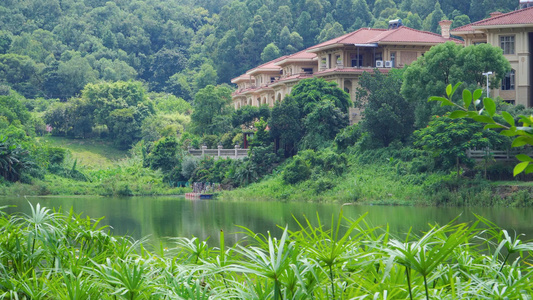 山湖景观的别墅区[文化景观]视频