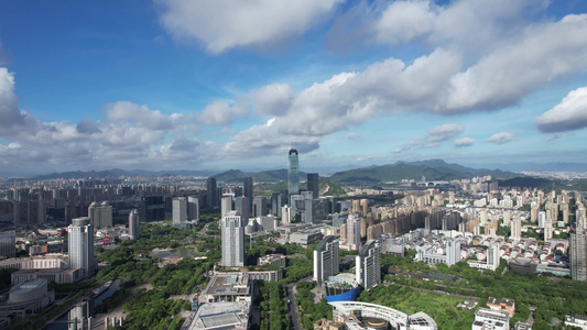 浙江台州城市天际线蓝天白云航拍 视频