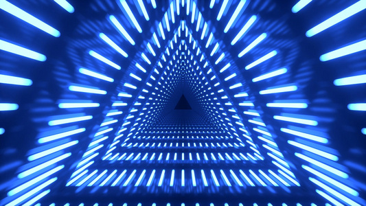 科技蓝色空间灯光变幻通道穿梭循环动画视频