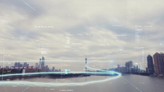 震撼大气点线科技城市发展视频