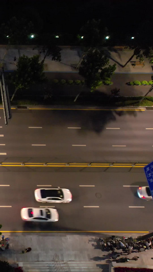 航拍城市夜景街景交通车流道路红绿灯斑马线素材道路素材57秒视频