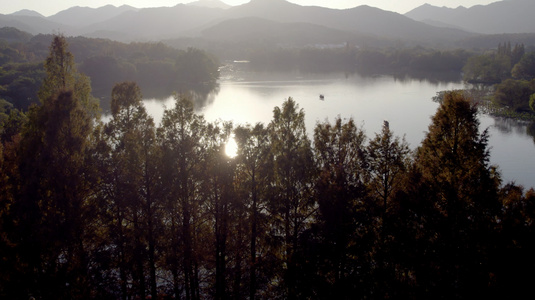 4K延时秋天的杭州西湖茅家埠风景视频