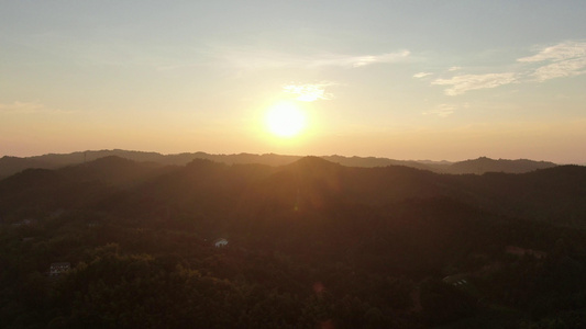 航拍湖南桃花源5A景区日出视频