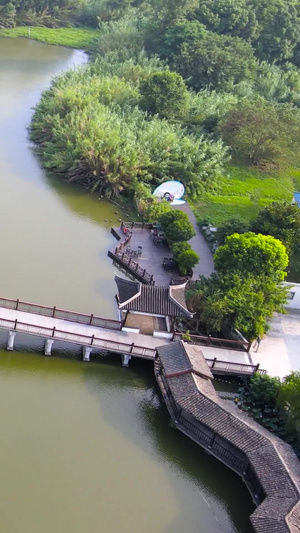 常熟5A风景区沙家浜地标桥梁航拍合集苏州旅游61秒视频