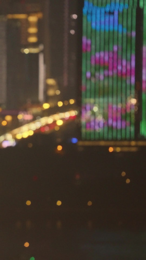 航拍城市天际线商务大楼桥梁夜景街景灯光秀素材道路素材52秒视频
