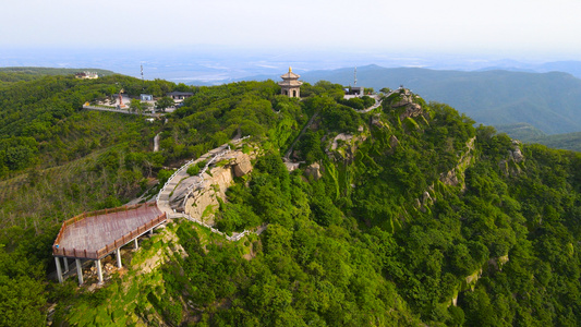 5A风景区连云港花果山最高峰及观景台航拍环绕4K视频