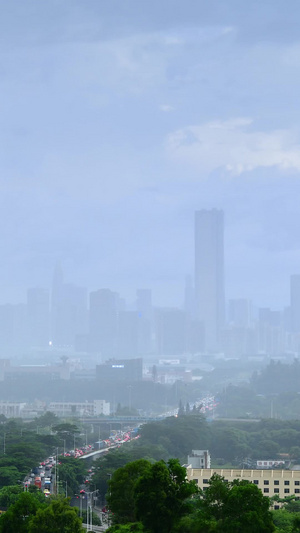 深圳南山区降雨延时摄影城市降雨12秒视频