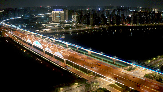 西安浐灞广运桥4k航拍视频