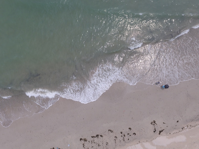 大海海水潮汐起落航拍视频