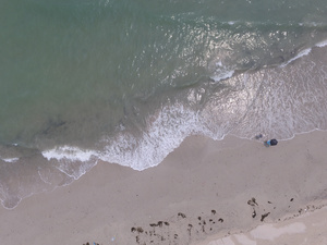 大海海水潮汐起落航拍46秒视频