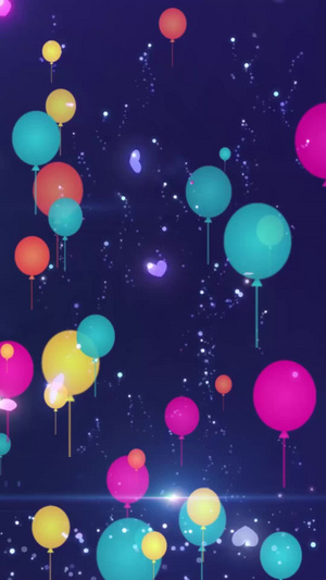 梦幻粒子气球舞台背景视频六一儿童节20秒视频