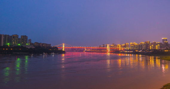 全景重庆大桥白转夜景视频
