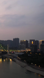 航拍城市夕阳晚霞天空落日湖北江汉湾大桥夜景车流素材桥梁素材视频