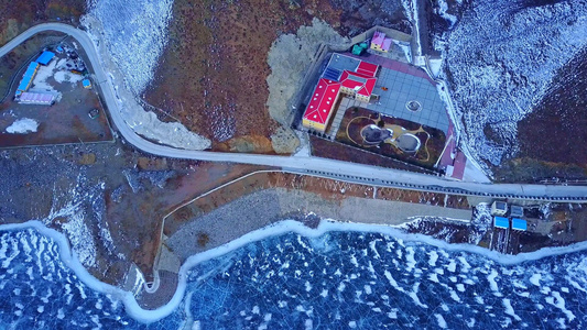 内蒙湖泊蓝冰4K航拍视频