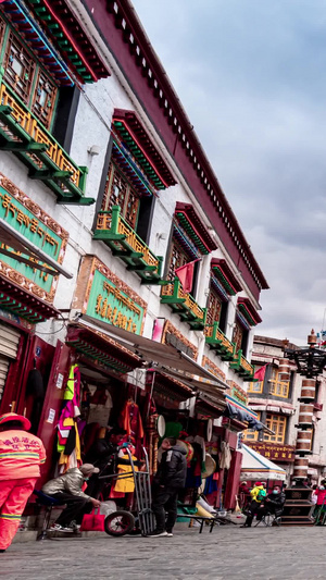 拉萨大昭寺景区街景延时藏族风光12秒视频