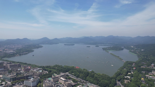 浙江杭州西湖大景全景航拍 视频