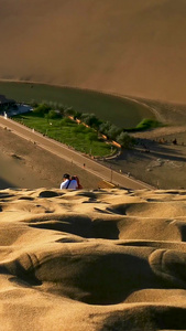 甘肃敦煌5A景区月牙泉风景区视频素材沙漠第一泉视频