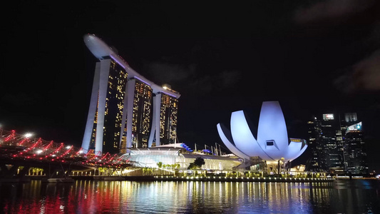 新加坡金沙夜景延时视频