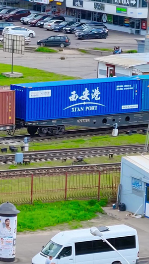 一带一路贸易海外货运火车物流运输14秒视频