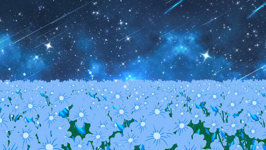 蓝色唯美动态花海温馨粒子光效舞台背景视频