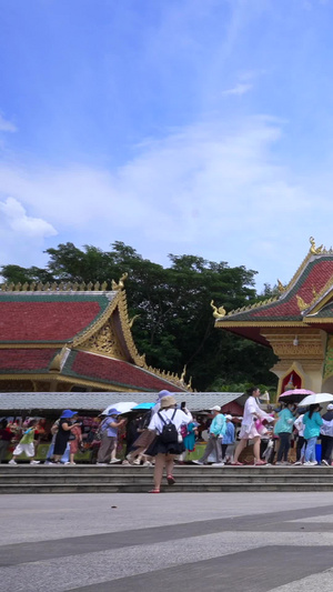 云南西双版纳著名景点勐泐大佛寺延时延时摄影16秒视频