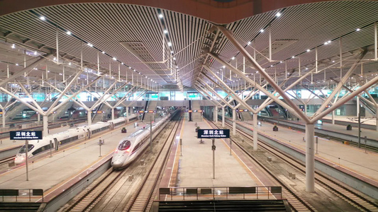 深圳北站高铁站复兴号航拍视频视频