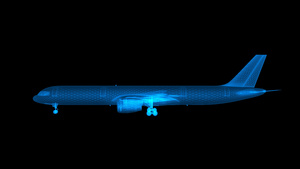 4K透明通道全息民航客机素材10秒视频