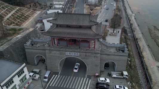 上津古镇城市老街老巷风景古街风光航拍视频