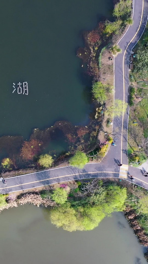 高空俯拍丁山湖风景春暖花开91秒视频