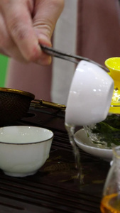 泡茶绿茶茶艺品茶喝茶视频