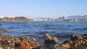 城市海边蓝色大海自然风光4k素材46秒视频
