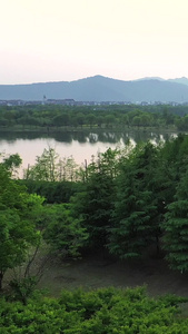 航拍苏州石湖景区日落视频