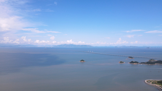 城市风光珠海海边航拍港珠澳大桥4k素材[深莞惠]视频