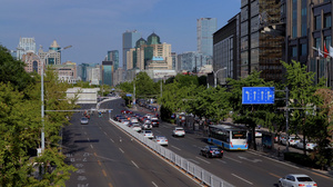 4K延时北京朝阳门外大街交通CBD61秒视频