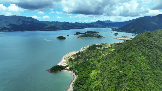 航拍广东惠州大亚湾绿道海景4k素材视频