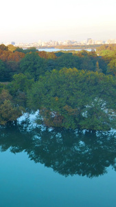 航拍夕阳俯瞰杭州西湖视频