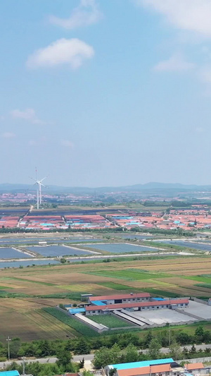 夏季农村风光及风力发电机航拍视频田园风光42秒视频