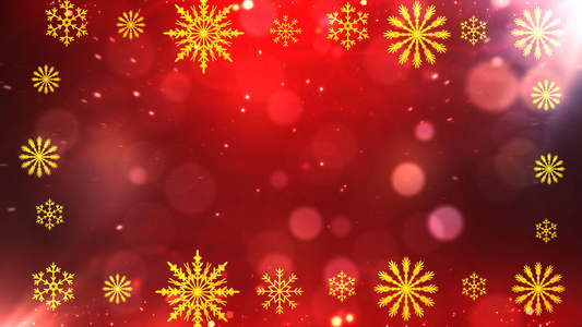4K红色金光雪花圣诞节平安夜视频背景[万道]视频