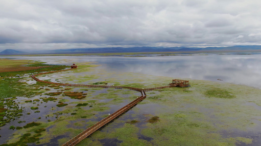 甘南旅游景点尕海湖旅游景区航拍视频视频