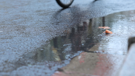 雨中路边水洼视频