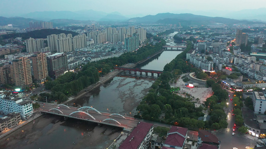 浙江武义熟溪河两岸夜景风光4K航拍 视频