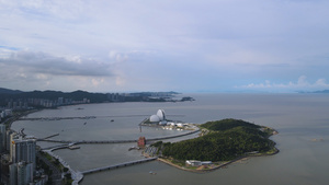 航拍城市风光珠海野狸岛海景4k素材65秒视频