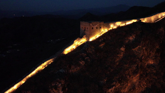 夜游长城夜景长城夜间的长城晚上的长城视频