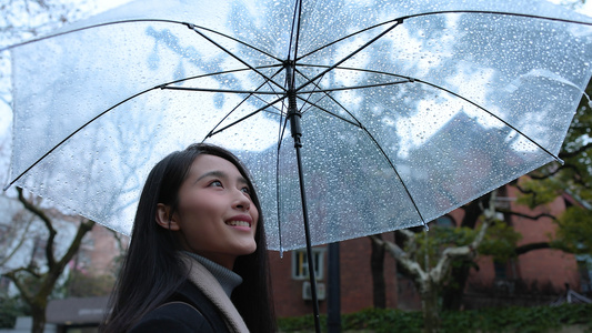 美女雨天出行视频