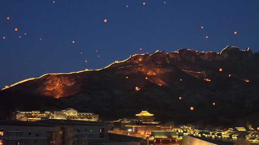 夜游长城夜景长城夜间的长城晚上的长城视频