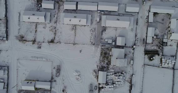 冬季雪天呼伦贝尔农垦农场乡村民居视频